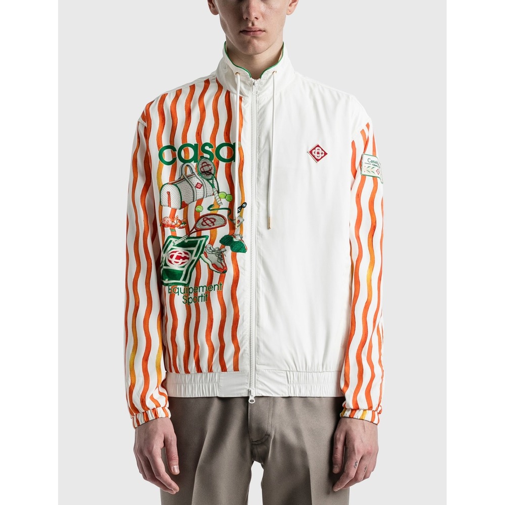 Casablanca Mens Equipement Sportif Track Jacket White Orange Wavy Stripe‎ NWT